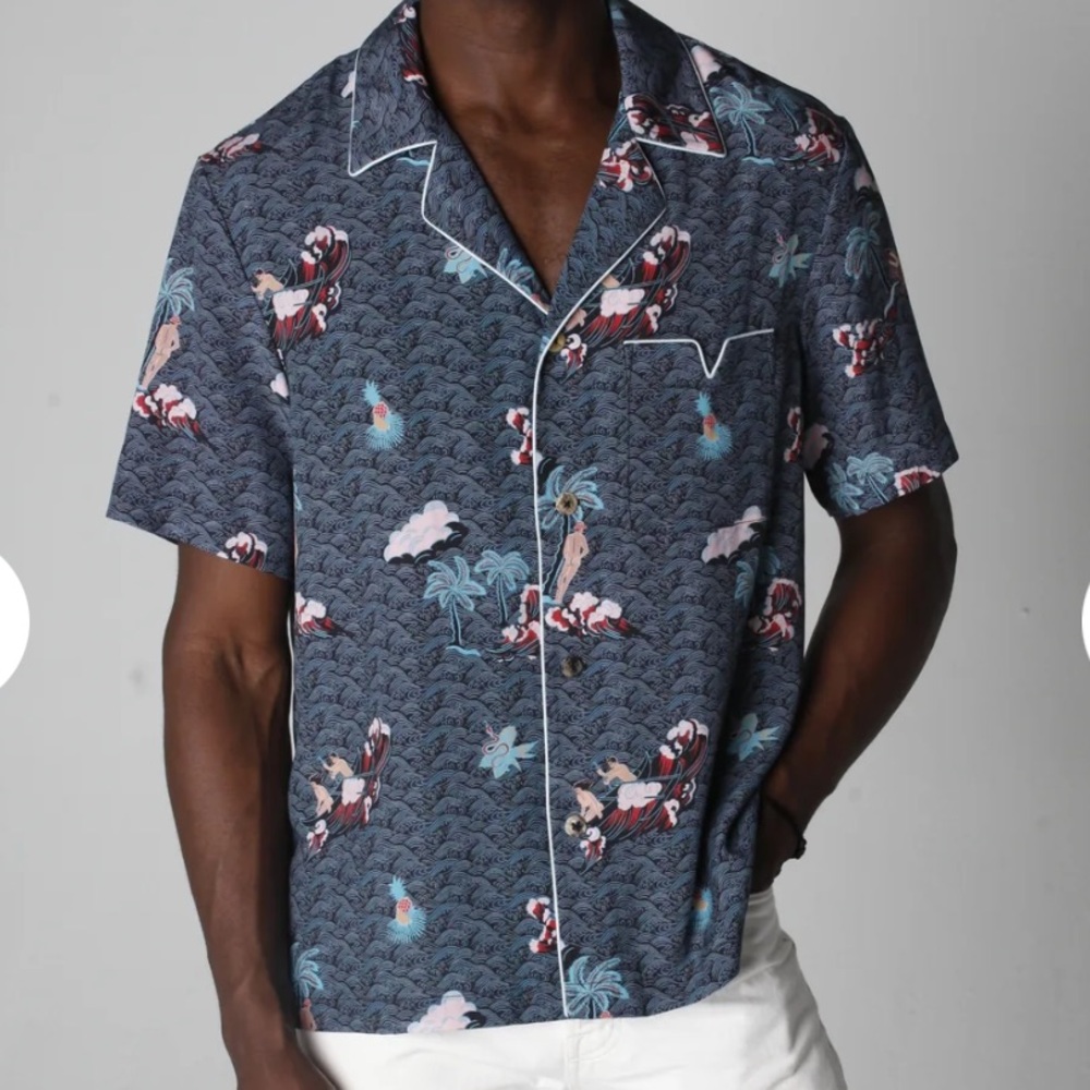 TOMBOLO Playa of Eden short sleeve blue size XL SOLD OUT cabana Hawaiian shirt